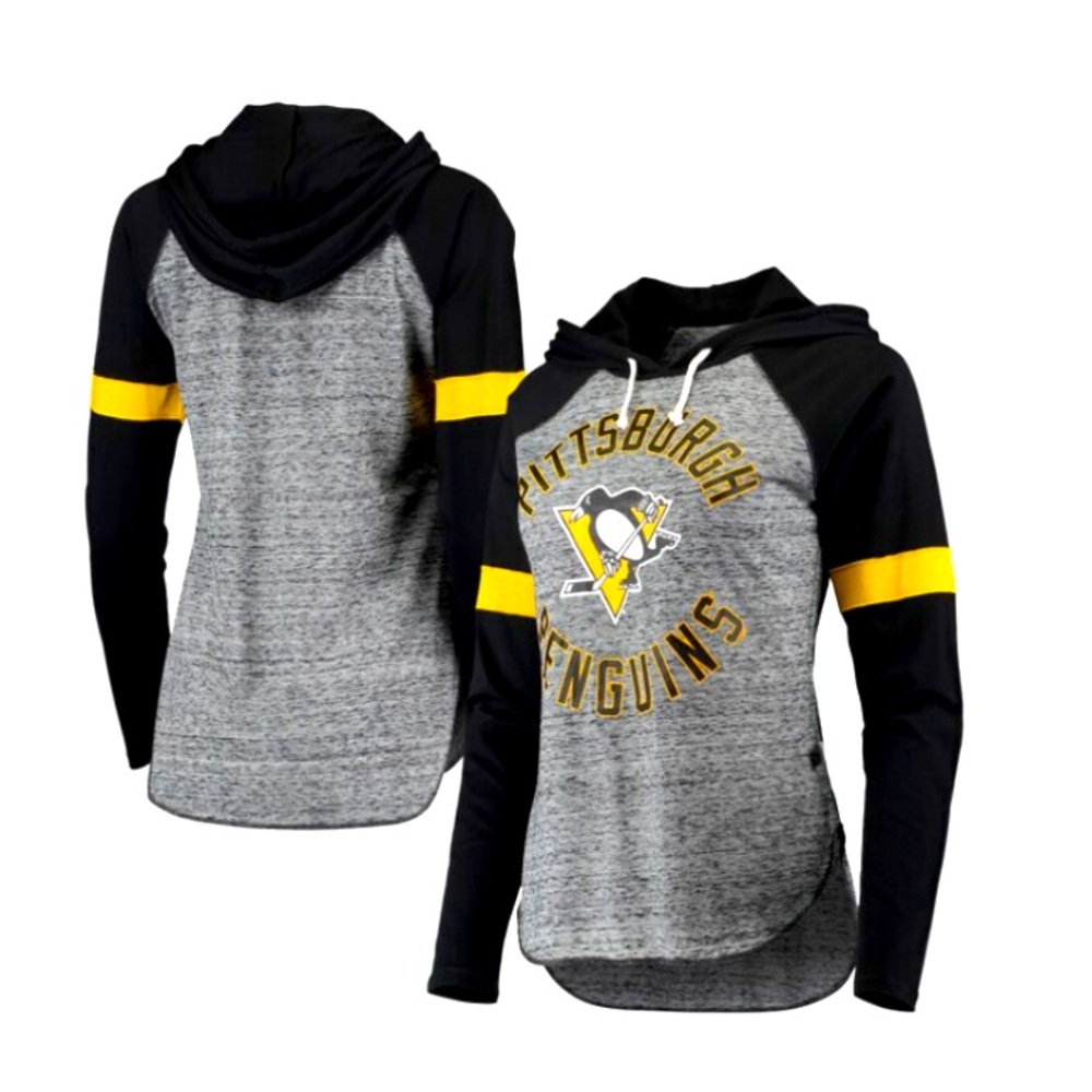 Pittsburgh Penguins Women's Black Opening Day Raglan Pullover Hoodie Size: XL